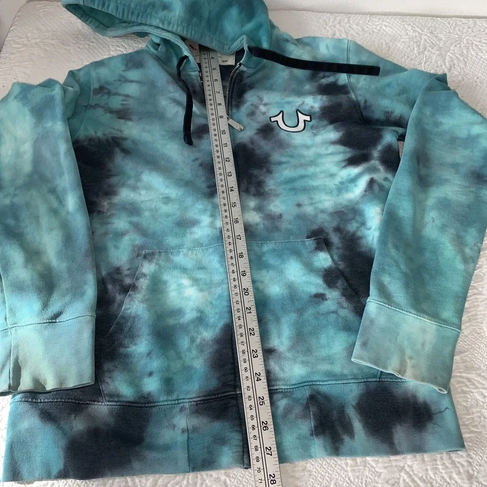 True Religion Men's Tie Dye Activewear‎ Sweat Shorts  Full Zip Hoodie Turquoise
